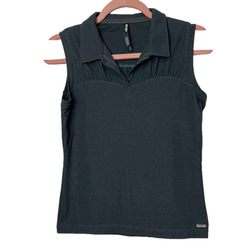 Lija Grey Fitted Sleeveless Polo Tank